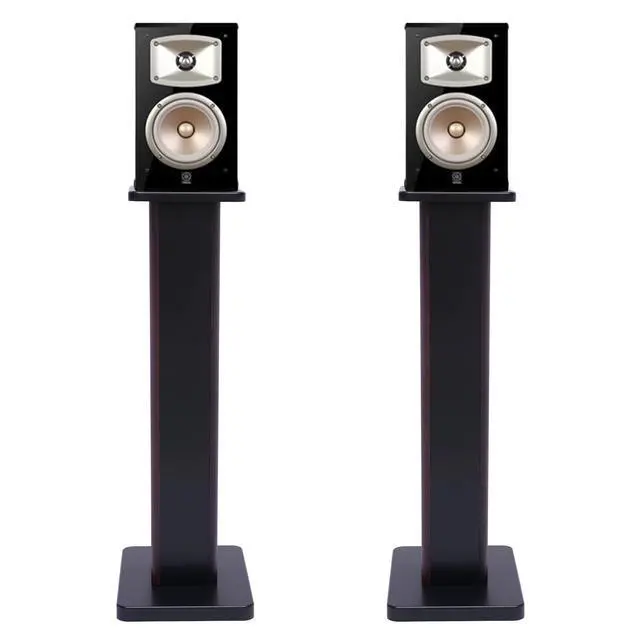 Alt view image 5 of 6 - 28 Inch Speaker Stands Pair, Wood Grain Floor Speaker Stands, Universal Bookshelf Speakers for Home Theater (Black Walnut)