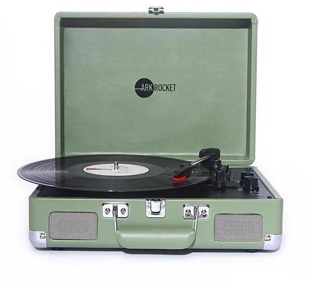 Main image of Curiosity Suitcase Bluetooth Turntable Vintage 3-Speed Record Player with Built-in Speakers Upgraded Turntable Audio Sound (Matcha)