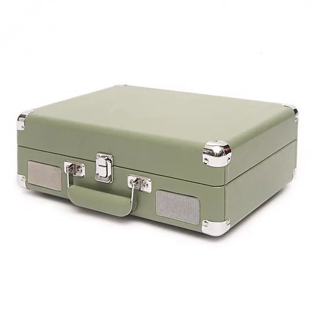 Alt view image 5 of 6 - Curiosity Suitcase Bluetooth Turntable Vintage 3-Speed Record Player with Built-in Speakers Upgraded Turntable Audio Sound (Matcha)