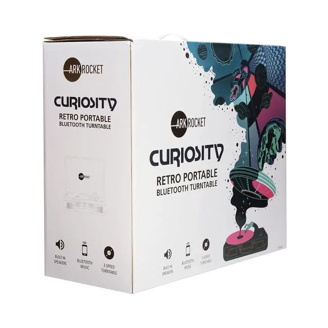 Alt view image 6 of 6 - Curiosity Suitcase Bluetooth Turntable Vintage 3-Speed Record Player with Built-in Speakers Upgraded Turntable Audio Sound (Matcha)