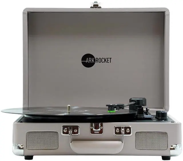 Main image of Curiosity Suitcase Bluetooth Turntable Vintage 3-Speed Record Player with Built-in Speakers Upgraded Turntable Audio Sound (Cement Gray)
