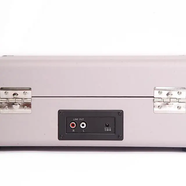 Alt view image 5 of 5 - Curiosity Suitcase Bluetooth Turntable Vintage 3-Speed Record Player with Built-in Speakers Upgraded Turntable Audio Sound (Cement Gray)