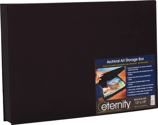 Main image of Eternity Archival Clamshell Photo Storage Box, Black - 13"x19", 2 Pack - For Storing Artwork, Photos & Documents, Deluxe Acid-Free, Sturdy & Lined With Archive-Quality Paper