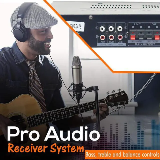 Alt view image 4 of 6 - 1200 Watts Integrated Amplifier with Dual 1/4'' mic inputs with Volume and Echo Controls, USB and SD Card Inputs, Plays.mp3 Files from USB Drives and SD Cards, Display Screen by