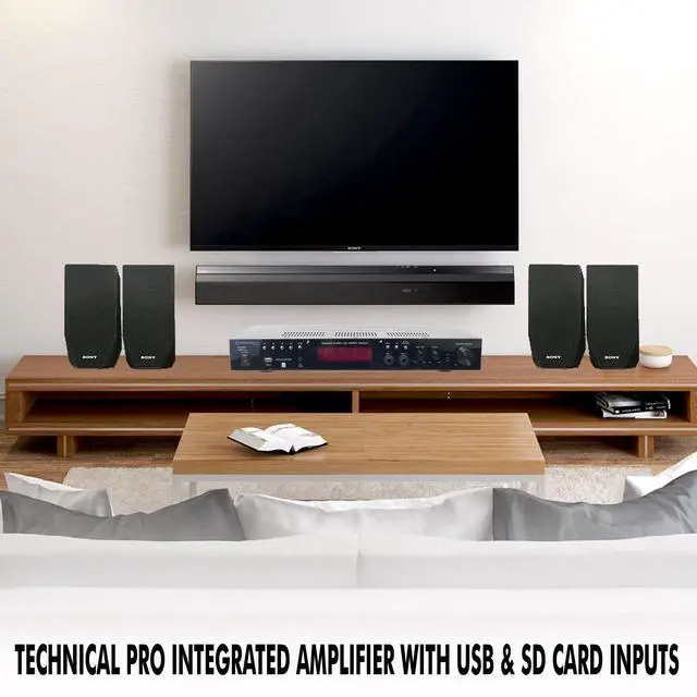 Alt view image 5 of 6 - 1200 Watts Integrated Amplifier with Dual 1/4'' mic inputs with Volume and Echo Controls, USB and SD Card Inputs, Plays.mp3 Files from USB Drives and SD Cards, Display Screen by