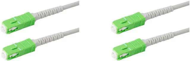 Main image of 2-Pack 15 Meter SC/APC to SC/APC 3.0mm White Simplex Riser OFNR Fiber Patch Cable, Corning SMF-28 Singlemode 9/125um Ultra Fiber, OS1/OS2 Compatible