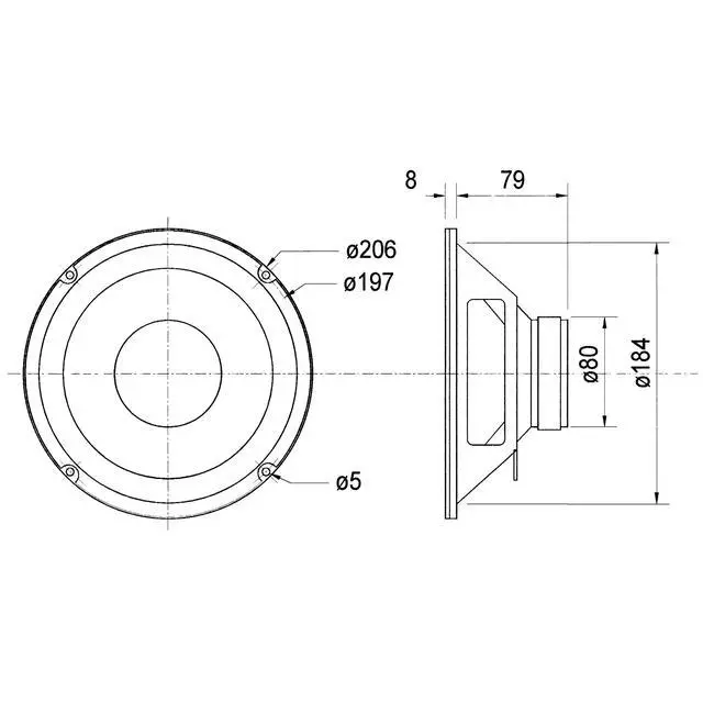 Alt view image 3 of 3 - Visaton W200-8 8" Woofer 8 Ohm