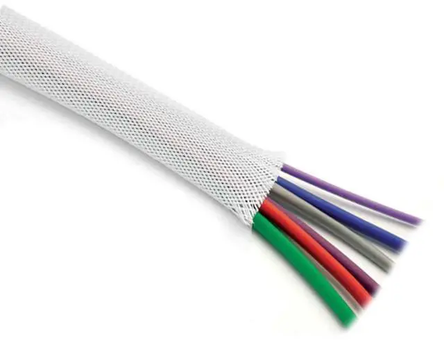 Main image of 1.25" Industrial Fray Resistant Braid Sleeving Expandable Flexible Cable Mesh Sleeve - 100 Feet - White