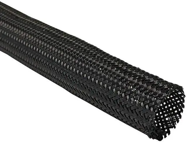 Main image of 1.25" Industrial Fray Resistant Braid Sleeving Expandable Flexible Cable Mesh Sleeve - 100 Feet - Black