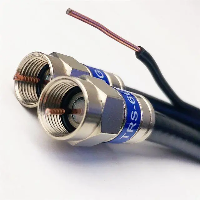Alt view image 2 of 3 - 190ft SOLID COPPER RG6 DIRECT BURIAL UNDERGROUND 18AWG 75 Ohms COAXIAL CABLE WITH 17AWG MESSENGER GROUND WEATHER SEAL CONNECTORS BARREL & 10 NAIL CLIPS INCLUDED Assembled in USA by INTL