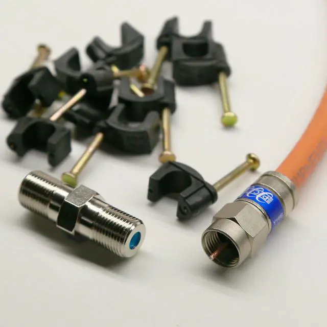 Alt view image 2 of 4 - 190ft DIRECT BURIAL UNDERGROUND RG6 COAXIAL CABLE 18AWG GEL COATED BRAID WEATHER SEAL BRASS CONNECTORS BARREL AND 10 NAIL CLIPS INCLUDED UL ETL CUT TO ORDER AND ASSEMBLED IN USA by INTL