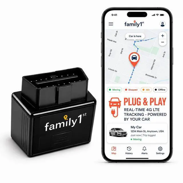 Main image of OBD GPS Tracker for Vehicles, Car Location Tracker Device with Smart Alerts and Instant Car and Driver Safety Monitoring Reports, Trip History, Driving Alert, Geo Fence, Engine Diagnostics
