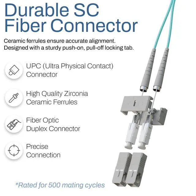 Alt view image 2 of 6 - 25M SC to ST Fiber Patch Cable OM4 Multimode Duplex 100Gig OFNR, 25 Meter