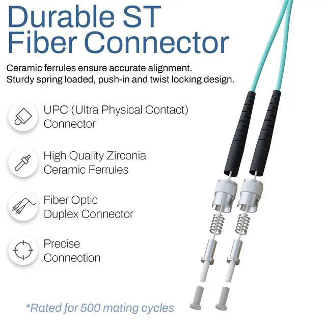 Alt view image 3 of 6 - 25M SC to ST Fiber Patch Cable OM4 Multimode Duplex 100Gig OFNR, 25 Meter