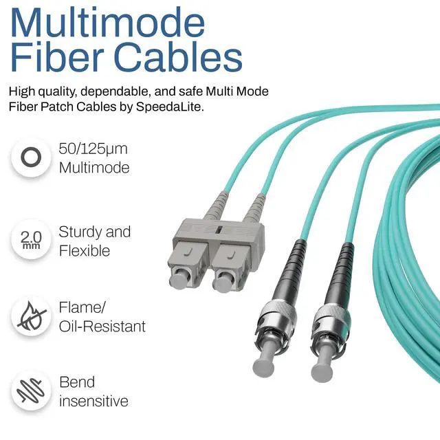 Alt view image 4 of 6 - 25M SC to ST Fiber Patch Cable OM4 Multimode Duplex 100Gig OFNR, 25 Meter