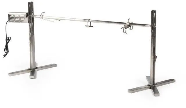 Main image of Ash & Ember 25W Tripod Rotisserie Roaster Stand, Rated 125 LB, Adjustable Height Open Fire Roaster, Round Stainless Steel Spit Rod, Electric BBQ Grill Stand for Pork, Chicken, Lamb, or Goat