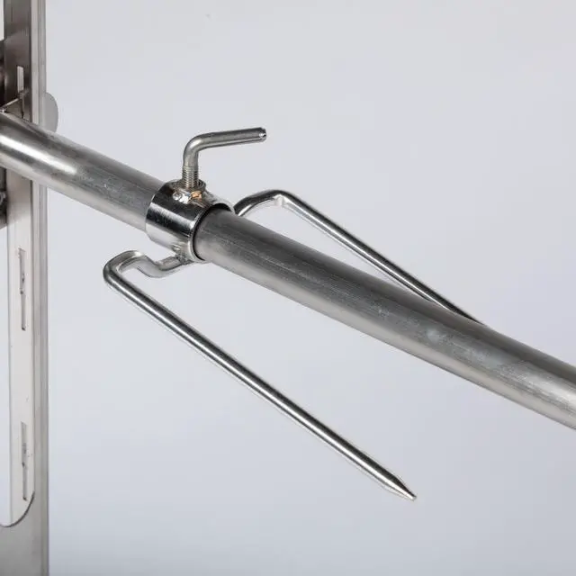 Alt view image 3 of 6 - Ash & Ember 25W Tripod Rotisserie Roaster Stand, Rated 125 LB, Adjustable Height Open Fire Roaster, Round Stainless Steel Spit Rod, Electric BBQ Grill Stand for Pork, Chicken, Lamb, or Goat