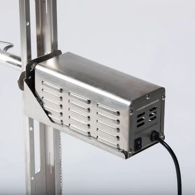 Alt view image 6 of 6 - Ash & Ember 25W Tripod Rotisserie Roaster Stand, Rated 125 LB, Adjustable Height Open Fire Roaster, Round Stainless Steel Spit Rod, Electric BBQ Grill Stand for Pork, Chicken, Lamb, or Goat
