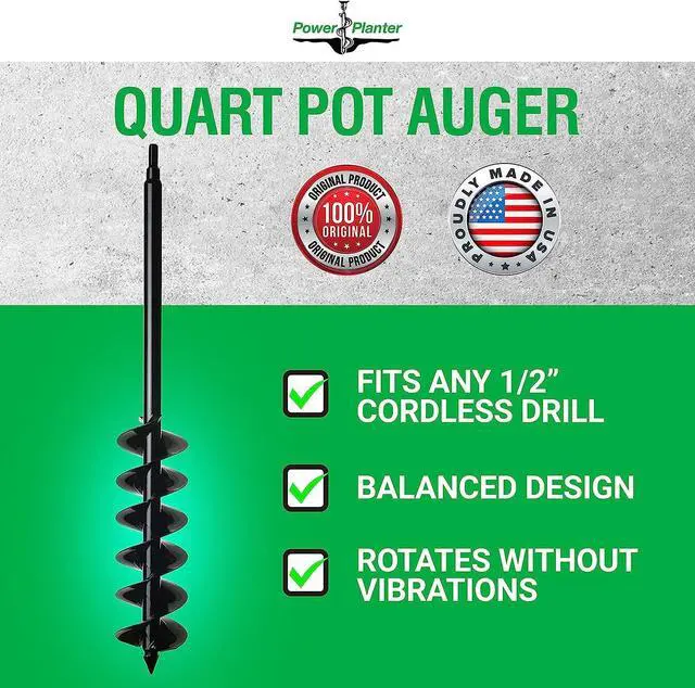Alt view image 2 of 4 - Auger Drill Bit Extension, 5" x 28" with 1/2" Non-Slip Hex Drive, Garden Auger for Planting 5 and 6 Potted Plants, Garden Digging Tool for Dirt, Clay, Soil and Sand