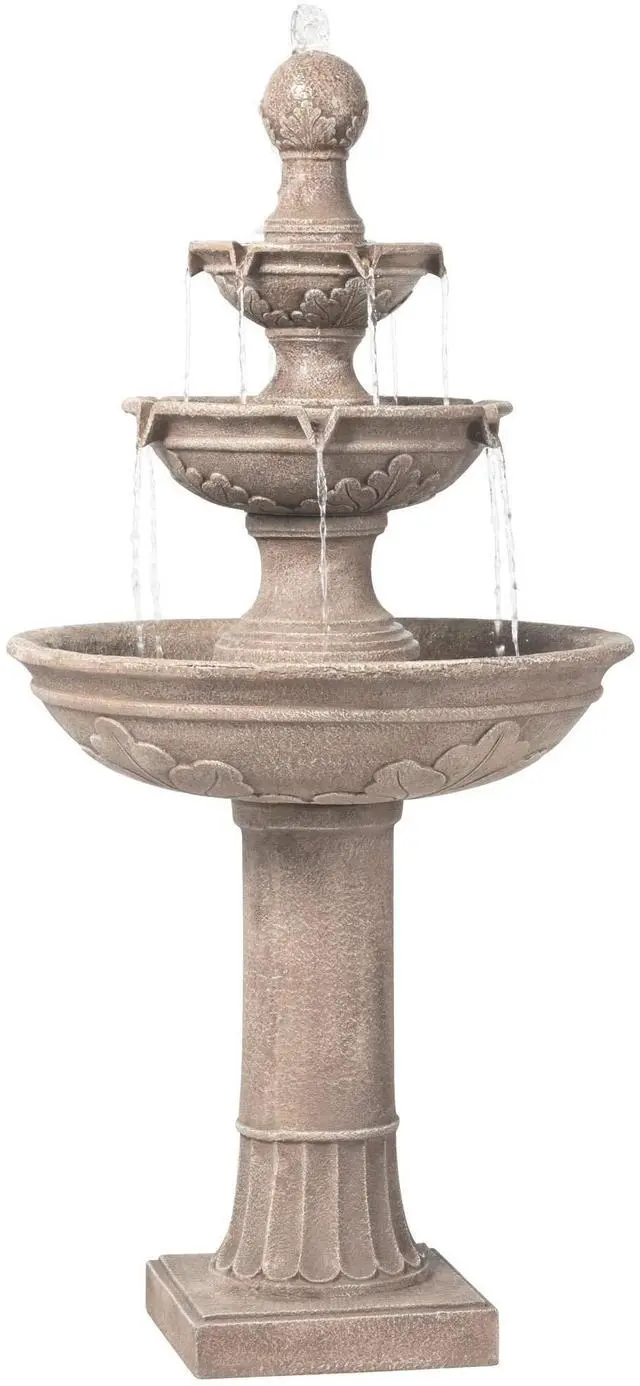 Alt view image 2 of 6 - Stafford 48" High Large Traditional Italian Indoor Outdoor Decor Faux Stone Floor Fountain Waterfall 3-Tier Standing Basin Water Feature for Outside Garden Patio Yard Backyard Porch