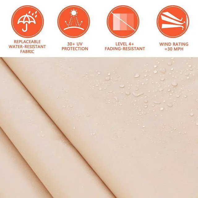 Alt view image 3 of 6 - 12'x10' Retractable Patio Awning Sun Shade Cover, Outdoor Shelter for Deck with Manual Crank, 120in Projection, Beige