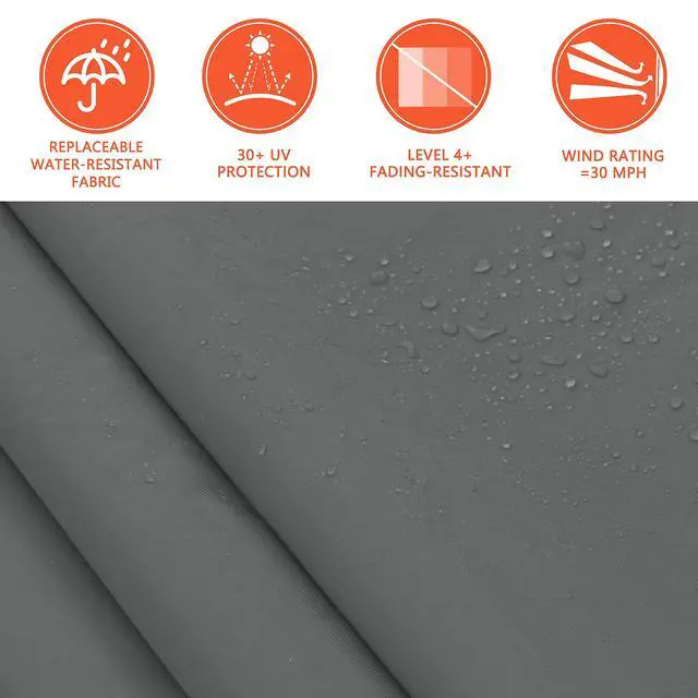 Alt view image 3 of 6 - 12'x10' Retractable Patio Awning Sun Shade Cover, Outdoor Shelter for Deck with Manual Crank, 120in Projection, Grey