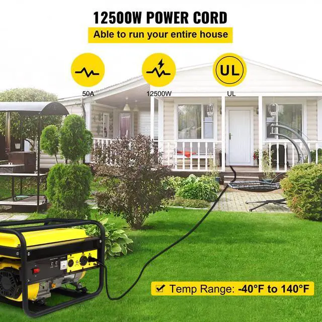 Alt view image 3 of 6 - 25 FT 50 Amp Generator Extension Cord 6/3+8/1 AWG STW 50A RV Power Cord NEMA 14-50P to Bare Wire Cut Cord for Manual Transfer Switch Home Backup Camper Trailer Temporary Power ETL Certified