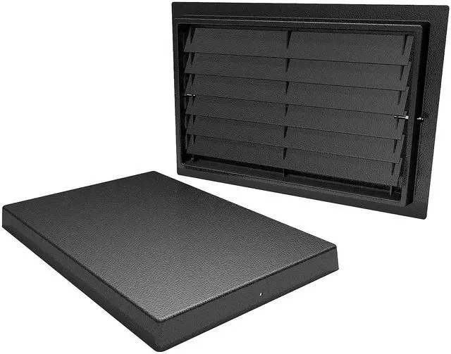 Main image of Louvered Crawl Space Access Door 12" H × 32" W UV-Stabilized ABS Plastic, Metal Mesh Screen, Surface Mount | (Black)