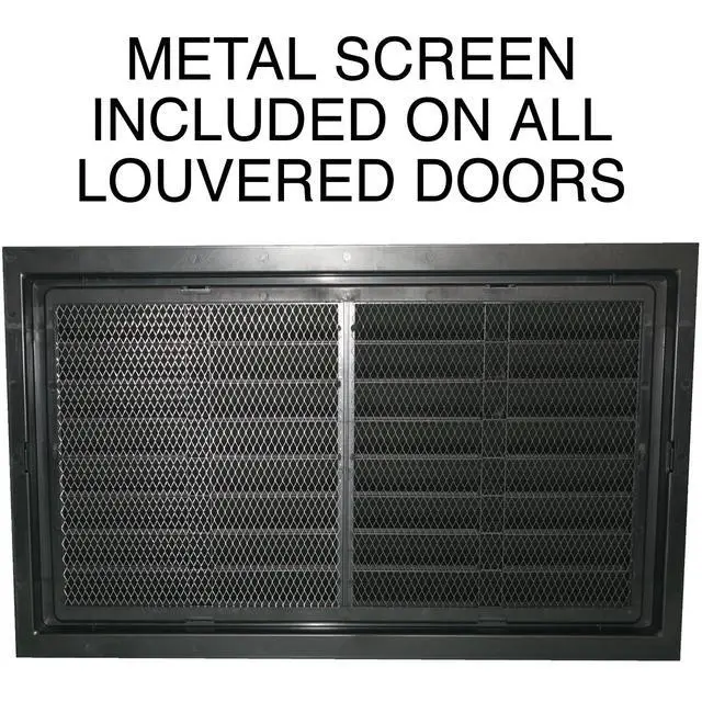 Alt view image 6 of 6 - Louvered Crawl Space Access Door 12" H × 32" W UV-Stabilized ABS Plastic, Metal Mesh Screen, Surface Mount | (Black)
