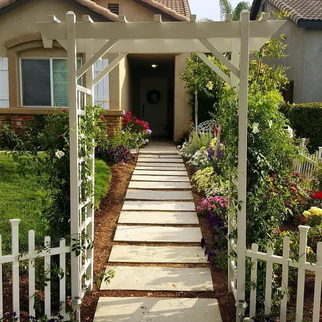 Alt view image 5 of 6 - Dura-Trel PVC Garden Arbor, Arch Support for Climbing Plants, Elmwood, Mocha, 57" x 85"