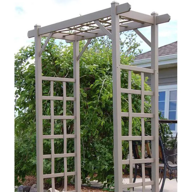 Alt view image 6 of 6 - Dura-Trel PVC Garden Arbor, Arch Support for Climbing Plants, Elmwood, Mocha, 57" x 85"