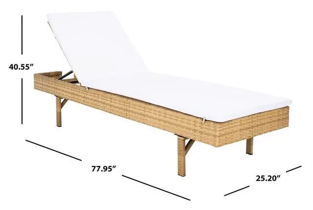 Alt view image 3 of 6 - Outdoor - Cam Chaise Lounge Chair - Brown & White - Faux Wicker Rattan & Steel Frame with Cushion - Modern Adjustable Design - Ideal for Patio, Deck, Poolside, Backyard (PAT7501D)