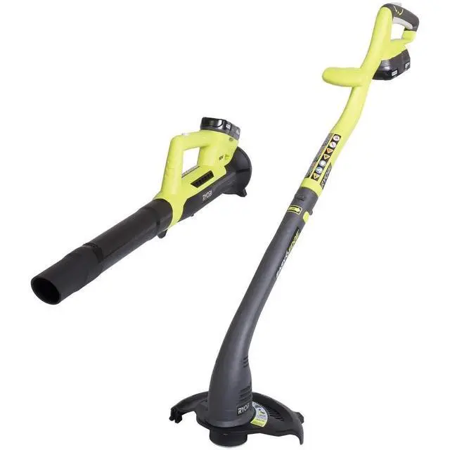 Alt view image 2 of 3 - One ONE+ 18-Volt Lithium-Ion String Trimmer/Edger and Blower Combo Kit 2.0 Ah Battery and Charger Included