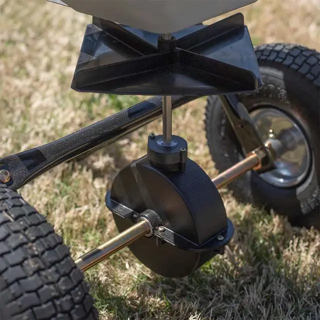 Alt view image 6 of 6 - 70 LB Professional Fertilizer Push Broadcast Spreader, Spreads 10 to 12 FT, Lawn Care and Ice Melter, Yard Tool