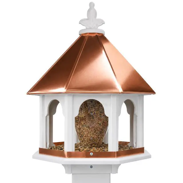 Main image of Octagon Wild Bird Feeder Solid Cellular PVC Clear Copper Roof Made in the USA (SBF8C)