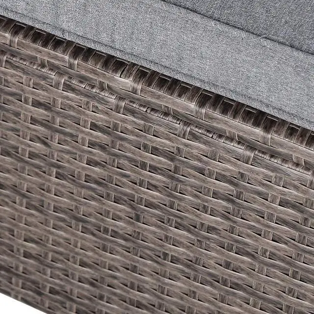 Alt view image 6 of 6 - Outdoor Patio Chaise Lounge Chair, Elegant Reclining Adjustable Pool Rattan Chaise Lounge Chair with Cushion, Grey PE Wicker, Steel Frame, for Deck, Poolside, Backyard (Light Grey)