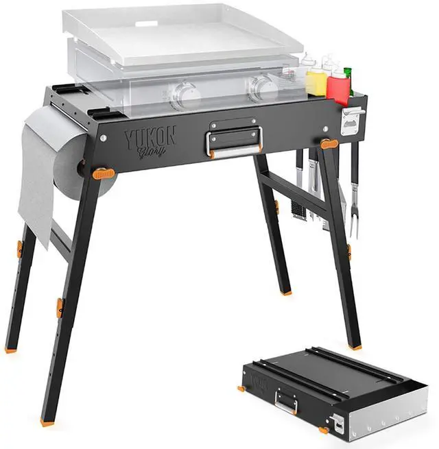Main image of Commercial-Grade Portable Grill Table & Griddle Stand for Blackstone & Other Tabletop Flat Top Griddles - Built-In Caddy - Outdoor Cooking, Camping & Tailgating