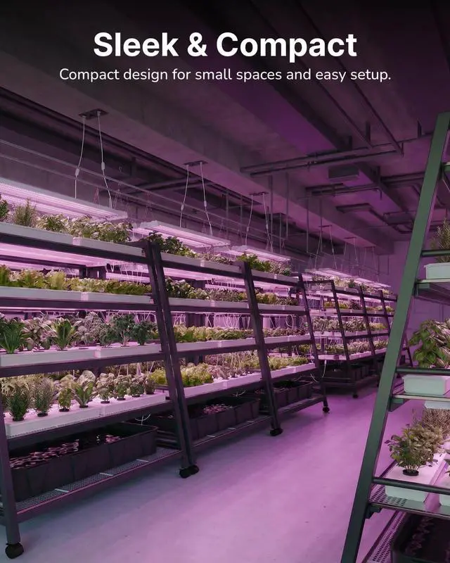 Alt view image 5 of 6 - Sunco 6 Pack Grow Lights for Indoor Plants LED, 4FT Grow Light for Greenhouse, 80W, Full Spectrum, Integrated Suspended Fixture, Linkable, Plug in, for Seedlings, Vegetables, Flowers