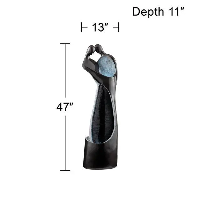Alt view image 4 of 6 - Modern Couple 47" High Large Indoor Outdoor Decor Black Resin Floor Fountain with Light LED Tall Standing Water Feature for Outside Garden Patio Yard Backyard Porch Deck Relaxation