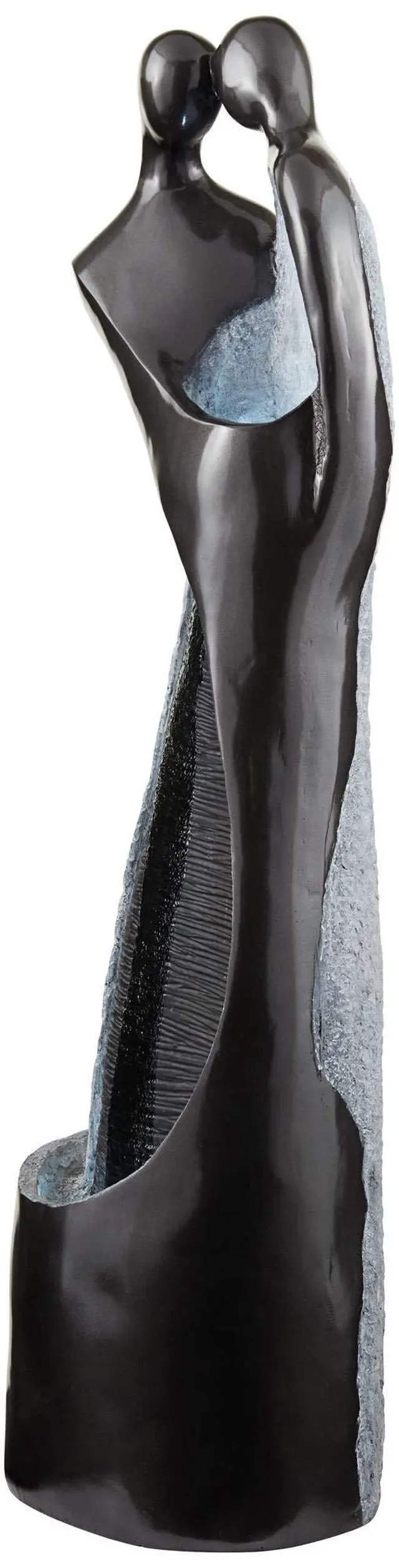 Alt view image 5 of 6 - Modern Couple 47" High Large Indoor Outdoor Decor Black Resin Floor Fountain with Light LED Tall Standing Water Feature for Outside Garden Patio Yard Backyard Porch Deck Relaxation