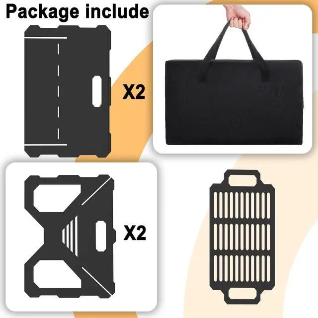 Alt view image 3 of 6 - 20 inch Fire Pit, Outdoor Portable Firepit with BBQ Tray, Detachable Camping Steel Fire Pits for Backyard, Patio, Picnic, Bonfire, Garden (Black-Large)