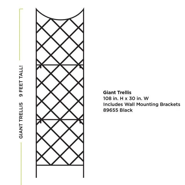 Alt view image 2 of 3 - 89655 Giant Trellis, Includes Wall-Mounting Brackets, 108-Inch Height by 30-Inch Width, Black