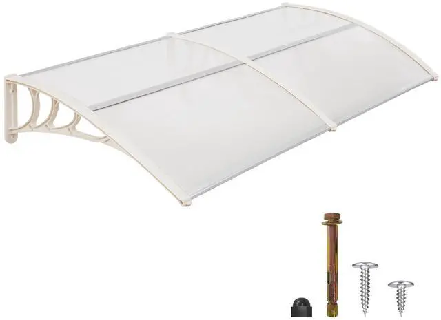Main image of 78.2 inch Window Awning Outdoor Polycarbonate Hollow Sheet Door Patio Canopy (40''x80'', White Panels with White Bracket)