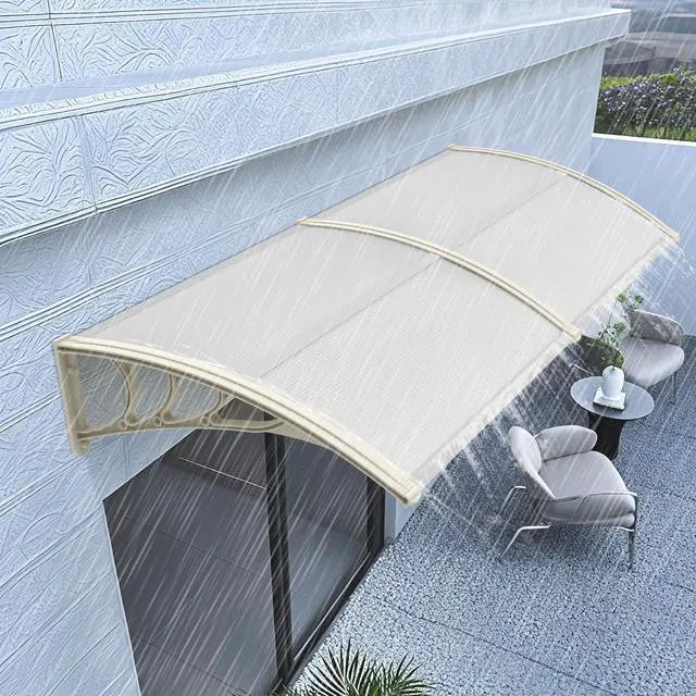 Alt view image 5 of 6 - 78.2 inch Window Awning Outdoor Polycarbonate Hollow Sheet Door Patio Canopy (40''x80'', White Panels with White Bracket)