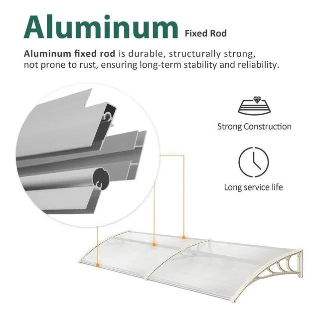 Alt view image 6 of 6 - 78.2 inch Window Awning Outdoor Polycarbonate Hollow Sheet Door Patio Canopy (40''x80'', White Panels with White Bracket)
