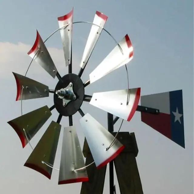 Alt view image 2 of 3 - 30-inch Windmill Head w/Texas Flag Tail & Instructions to Build an 8-Foot Tall Windmill