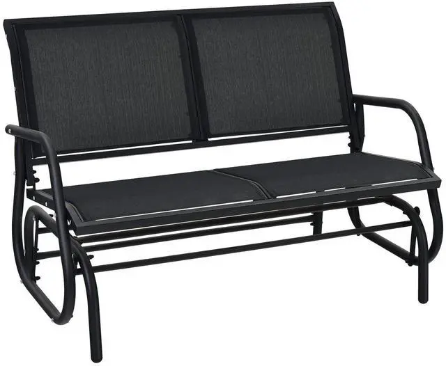 Main image of Swing Glider Chair 48 Inch with Spacious Space, 2 People Swing Lounge Glider Chair Cozy Patio Bench Outdoor & Indoor for Patio, Backyard, Poolside, Lawn Steel Rocking Garden Loveseat (Black)