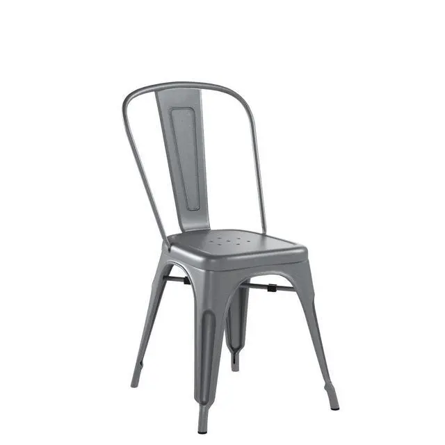 Alt view image 5 of 6 - Metal Dining Chair Stackable Indoor Outdoor Industrial Vintage Chairs Bistro Kitchen Cafe Side Chairs with Back Set of 4 (Gray)