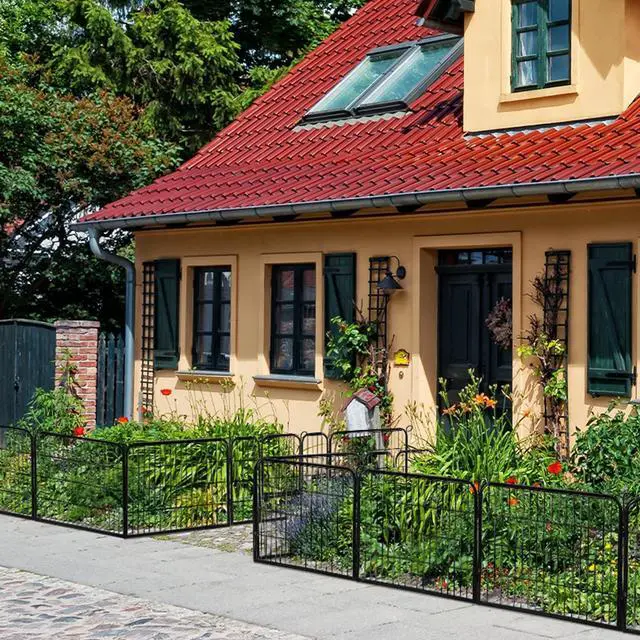 Alt view image 3 of 6 - Decorative Garden Fence - 24in x 43ft Rustproof Folding Fencing Landscape Patio Flower Bed Animal Barrier Border for Dog Outdoor Fences Black