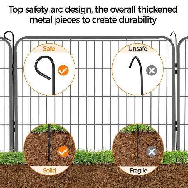 Alt view image 5 of 6 - Decorative Garden Fence - 24in x 43ft Rustproof Folding Fencing Landscape Patio Flower Bed Animal Barrier Border for Dog Outdoor Fences Black